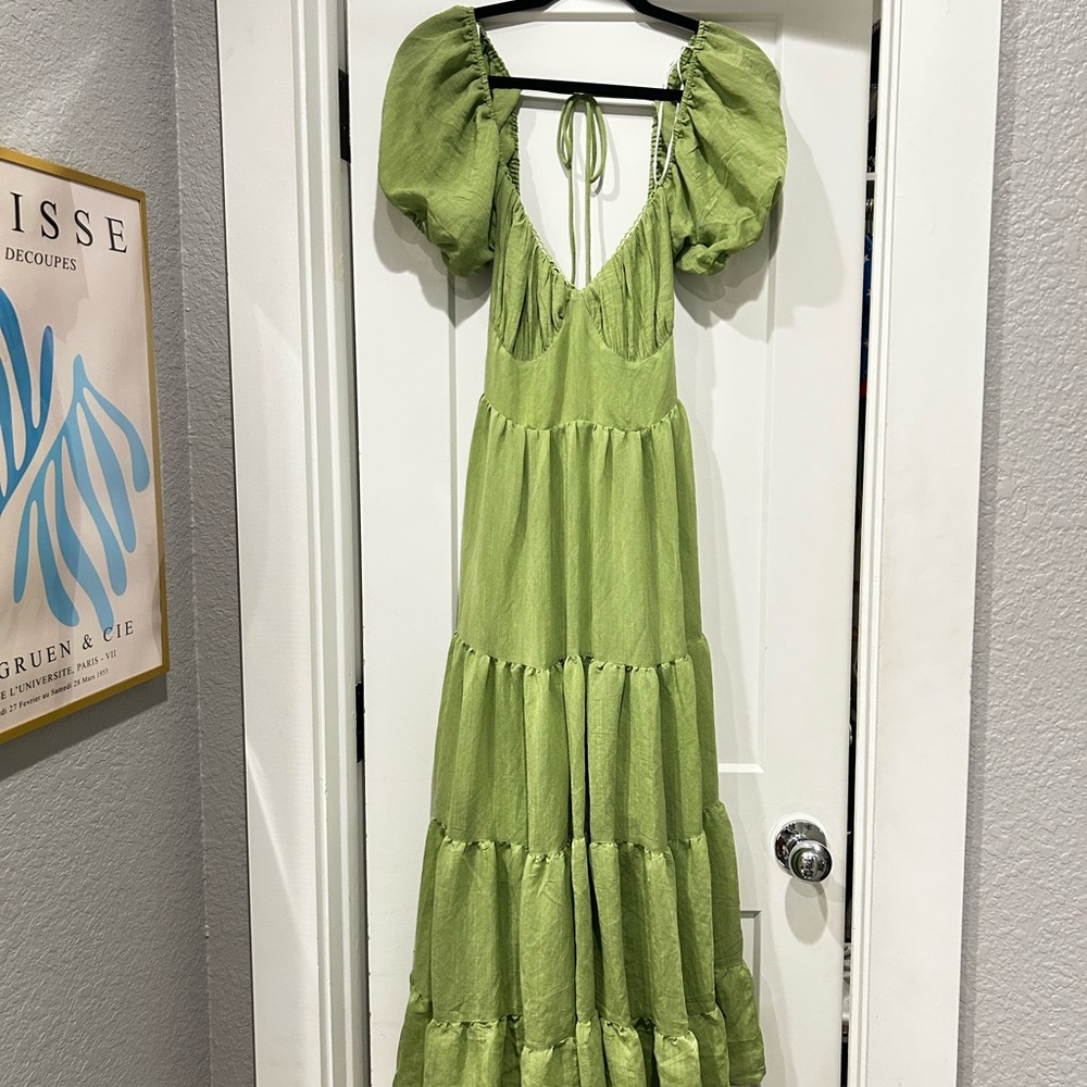 Princess Polly Green Ruched Maxi Dress